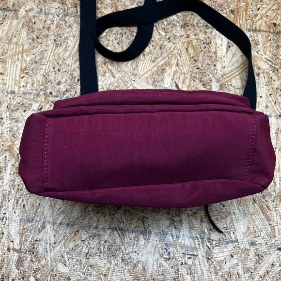 Etidy Nylon Burgundy Black Multi-Pocket Single Strap Handbag Purse - Picture 4 of 7